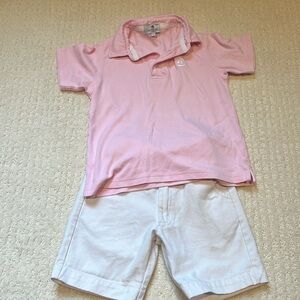 Nantucket kids pink button down top and white shorts - toddler boy size 4